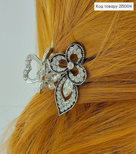 Краб металл серебряный с камнями 4,5 см 215004 фото 4