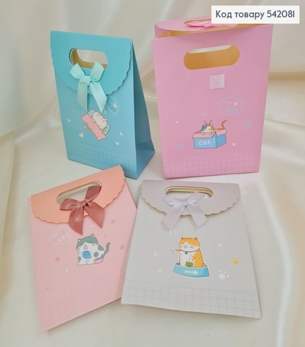 Пакет паперовий маленький на ліпучці з бантиком 16,5х12,5 см в ас 542081 фото 1