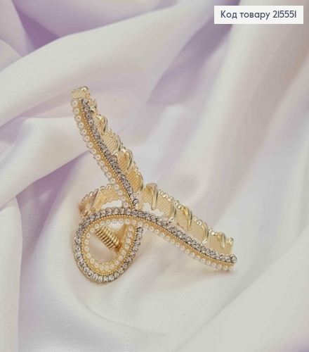 Краб метал 7см, ВУЗЛИК, золотого кольору в  камінцях та  бусинках 215551 фото 1