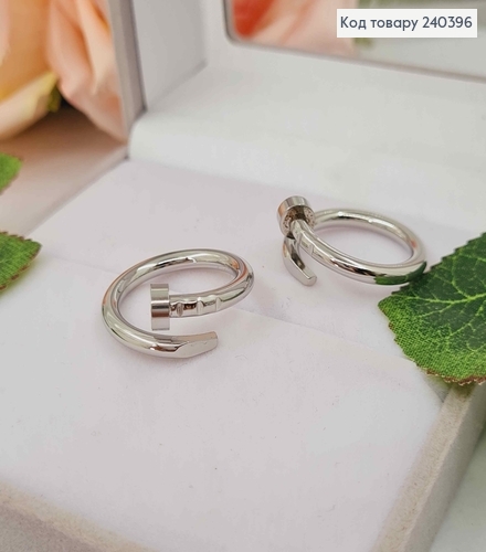 Кольцо, гвоздь "Картье" серебреного цвета, сталь Stainless Steel 240396 фото 1