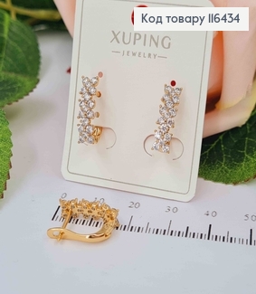 Серьги пластинка, с тремя цветочками из камешков, 1,5см, англ. зам. Xuping 18K 116434 фото