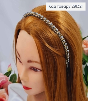 Обруч металевий з Золотим ланцюжком та Бусинками, Сірого кольору, 7мм 291321 фото