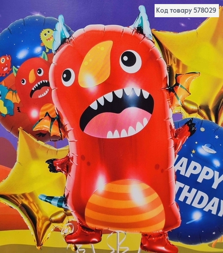 Набор фольгированных шаров "Alien monster foil Ronrio(Ронрио)", 4шт+1шт(животное) 578029 фото 2