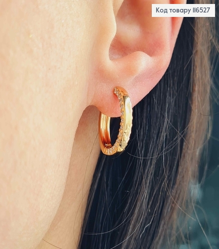 Серьги кольца 1,6см, с камешками на гранях, Xuping 18K 116527 фото 2