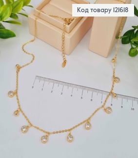 Цепочка с подвесными Блестящими камешками, длина 45+5см, Xuping 18К 121618 фото