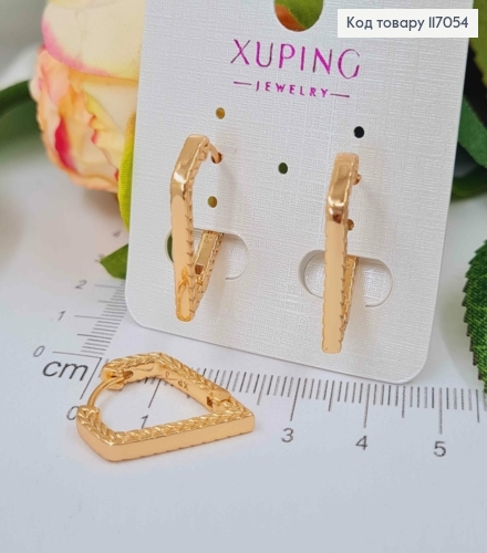 Серьги Ромбики, вытянутые вниз, с косичкой на гранях, 2см, Xuping 18K 117054 фото 1