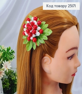 Заколка стрела "Калина" с белым приложением, 6-7см 25171 фото