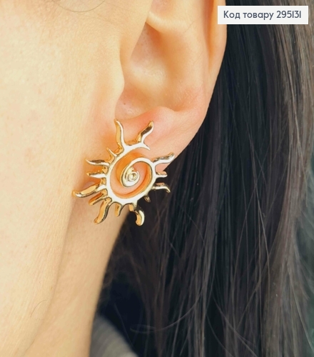 Сережки гвіздки "Яскраве Сонечко", Золотого кольору, 2,2см 295131 фото 4