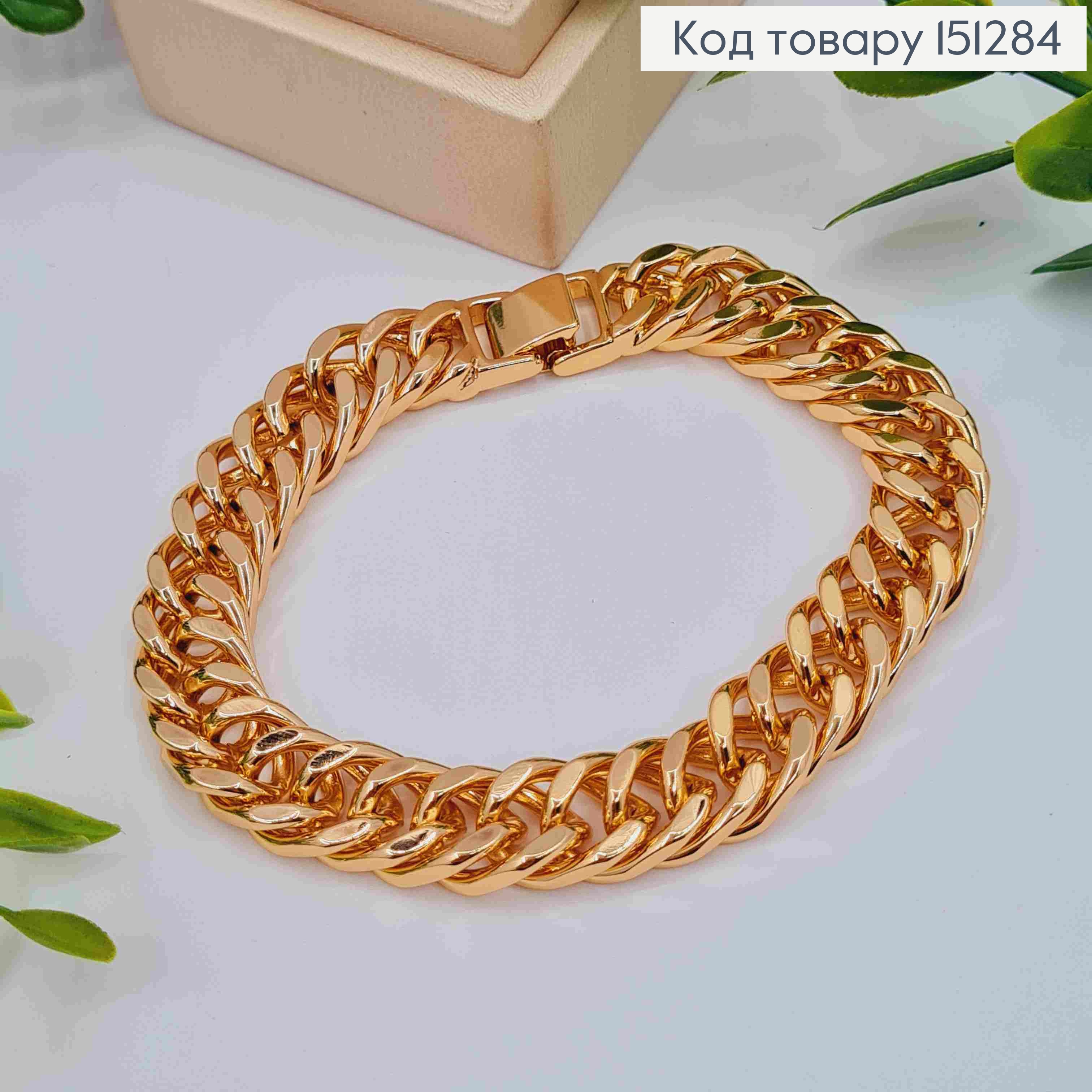 Браслет ПАНЦИРНОЕ ПЛЕТЕНИЕ, ширина 1,1см, длина 22см, Xuping 18К 151284 фото 2