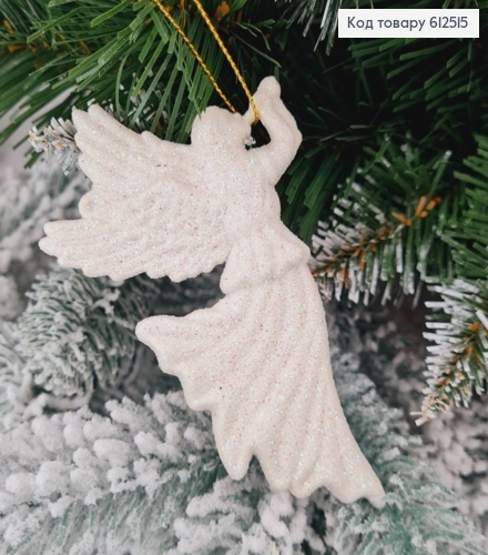 Новогодняя фигура Блеск Ангел с дудкой БЕЛЫЙ, 10*7см, Украина 612515 фото 1