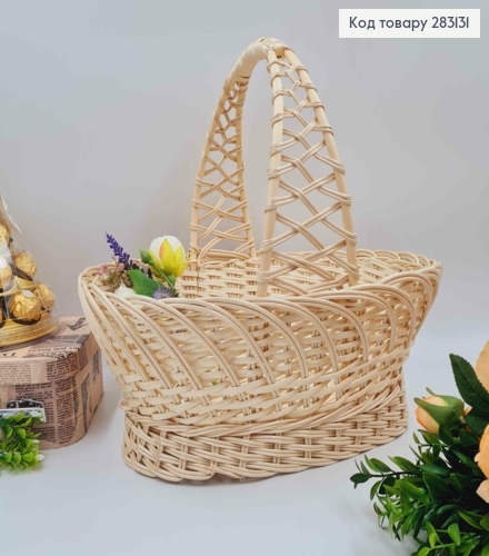 Кошик плетений овальний, "КОБРА" ВИБІЛЕНИЙ, 36*26*12см, +ручка 16см, УКРАЇНА 283131 фото 1