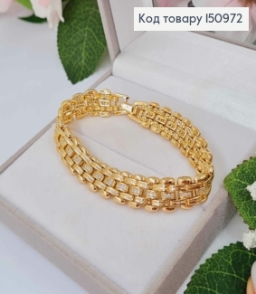 Браслет плетение пластинками, украшенное Камешками, длина 19см, ширина 1,1см, Xuping 18K. 150972 фото