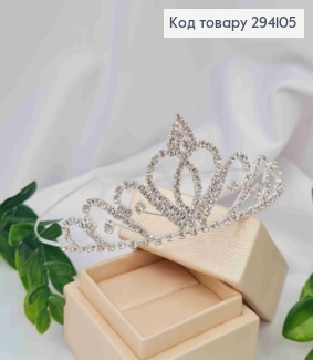 Диадема – маленькая Тиара под серебро с Блестящими камнями, 4 см самая высокая точка. 294105 фото