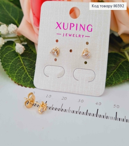 Серьги гвоздики, с камешком-капелькой 0,5см, Xuping 18К 116592 фото 1