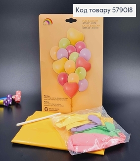 Набор шаров "Цветная любовь", 4шт(фольгированные18'')+12шт(латексные12'') 579018 фото