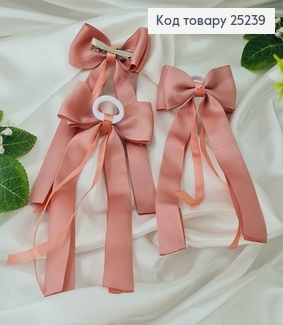 Резинка, Бант репсовый, пудрового цвета, 9*15см, Ручная работа, Украина 25239 фото