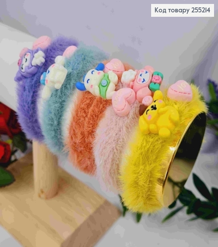 Резинка детская, Пушок, цвета в ассортименте с Сердцем и зверьками, 4,5см 255214 фото 1