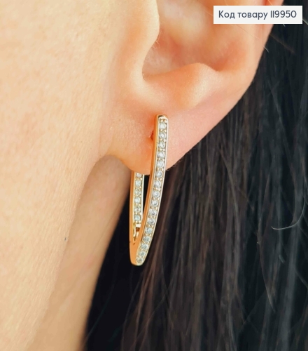 Серьги "Стрели" украшены Блестящими камешками, 2,4см, английская застежка, Xuping 18K 119950 фото 1