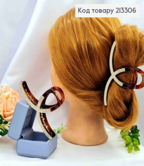 Краб пластик "ПЕТЕЛЬКА" прикрашений Блискучими камінцями, розмір 11,5см, Коричневого кольору 213306 фото