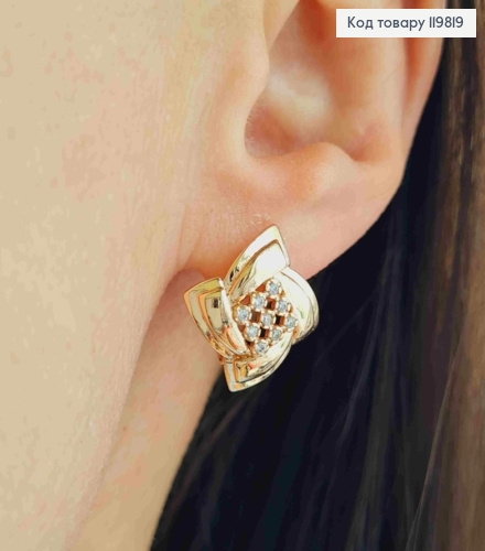 Серьги "Звездочка" с Блестящими камешками, 1,7см, английская застежка, XUPING 18K 119819 фото 1