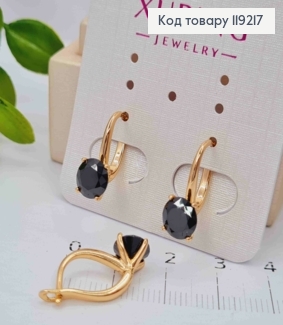 Серьги с Черным камнем, 1,5см, английская застежка, Xuping 18K 119217 фото