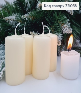 Набор свечей цилиндр МОЛОЧНЫХ 4 шт (9 год./80г), 40/80мм 321038 фото