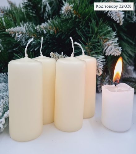 Набор свечей цилиндр МОЛОЧНЫХ 4 шт (9 год./80г), 40/80мм 321038 фото 1