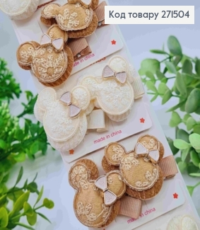 Набір заколок стріла (20шт)"МІНІ МАУС" з бантиком, Пастельні кольори, заколка 3,5см, міні маус 3,5см 271504 фото