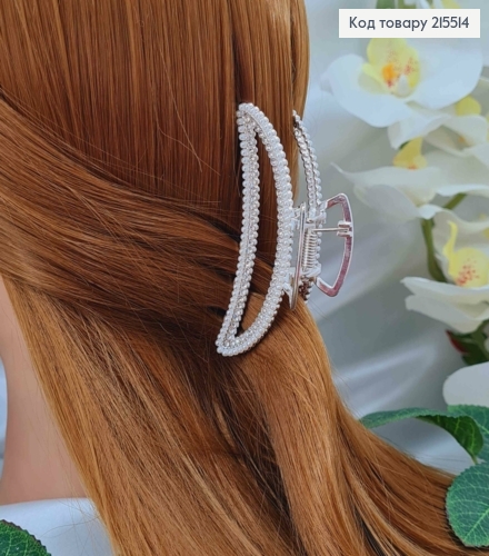 Краб металл, серебряного цвета, в камнях и жемчужинах, Банан, 7,5см 215514 фото 2