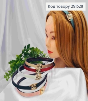 Обруч пластик прикрашений Пряжкою з камінчиком, 1см, кольори в асортименті 291328 фото