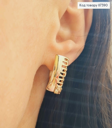 Серьги Прямоугольная пластина с цифрами и камешком, 1,9*0,9см, англ застежка, XUPING 18K 117390 фото 2