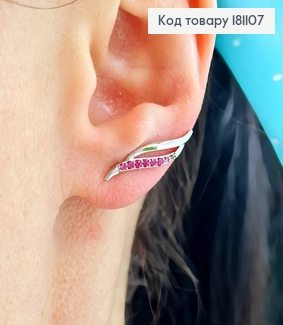 Сережки родовані, "Кіготь Дракона" з рожевими камінцями, 2см. Xuping 181107 фото