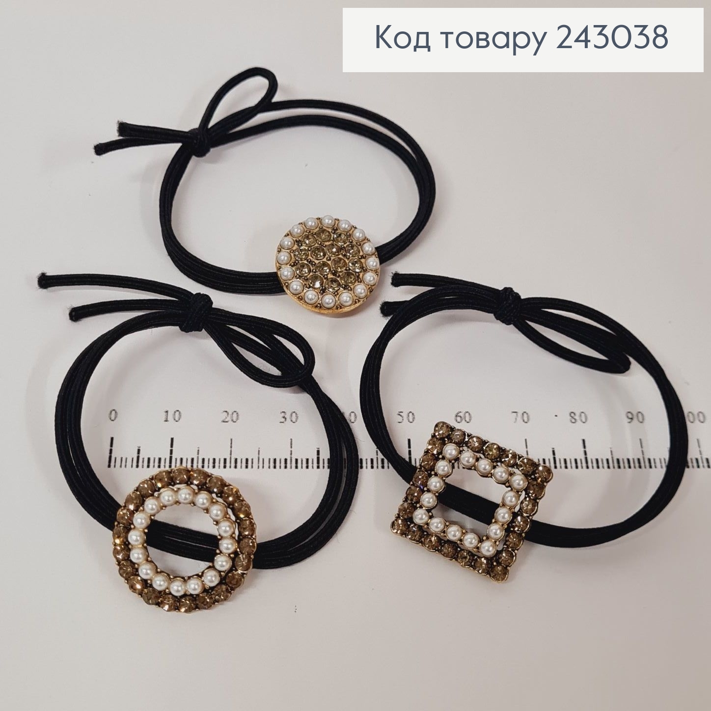 Резинка черная двойная с брошью 243038 фото 2