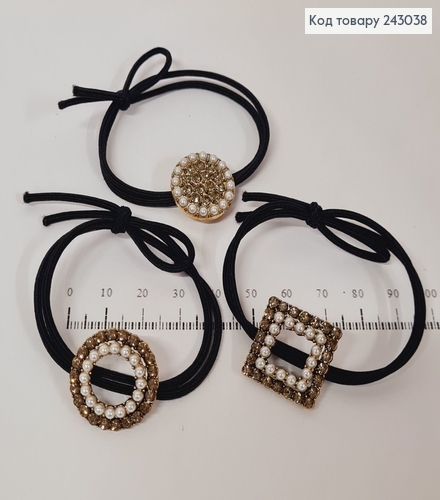 Резинка чорна подвійна з брошкою 243038 фото 2