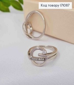 Кольцо родованное, "Иллюзия", геометрическое, с камнями, Xuping 171087 фото