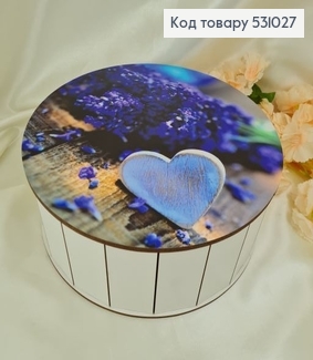 Коробка деревянная круглая Сирень 27х10 см 531027 фото