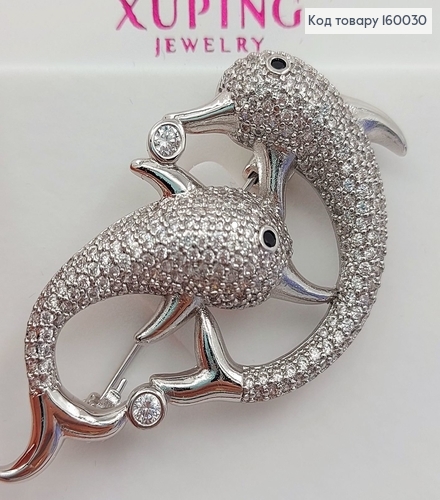 Брошка Дельфіни   в камінцях   Xuping 18к 160030 фото 3