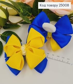 Резинка ЖЕЛТО-ГОЛУБОЙ бант,6*8см. Украина 25008 фото