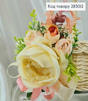 Декоративная повязка на корзину  Молочная 18*12см на завязках фото