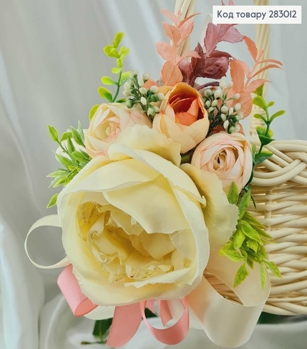 Декоративная повязка на корзину  Молочная 18*12см на завязках фото 1