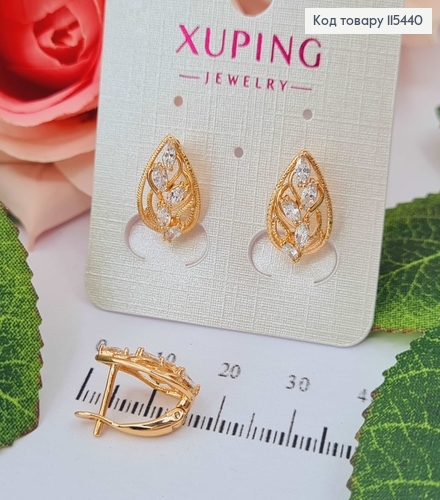Серьги "Виола" с камешками 1,5см Xuping 18K 115440 фото 1