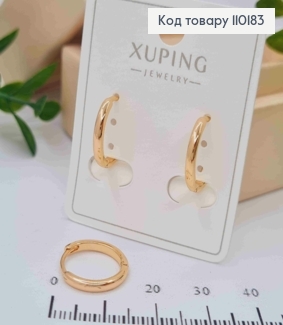 Сережки Кільця, ширина 2мм, діаметр 1,4см, Xuping 18K 110183 фото