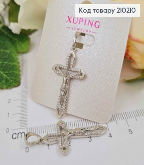 Крестик родованный, с распятием, в камнях, 3*2см, Xuping 210210 фото