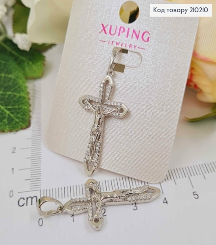Крестик родованный, с распятием, в камнях, 3*2см, Xuping 210210 фото 1