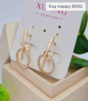 Серьги с подвеской в Блестящих камнях, 2,4см, английская застежка, Xuping 18К 110012 фото