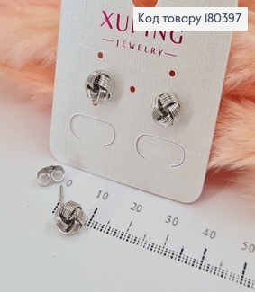Серьги гвозди узелок 0,8 см родованное  Xuping 180397 фото
