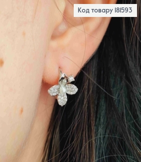 Серьги родованные кольца, "Нежный цветок" (1,3см) украшен камушками, диаметр 1,2см, Xuping 181593 фото