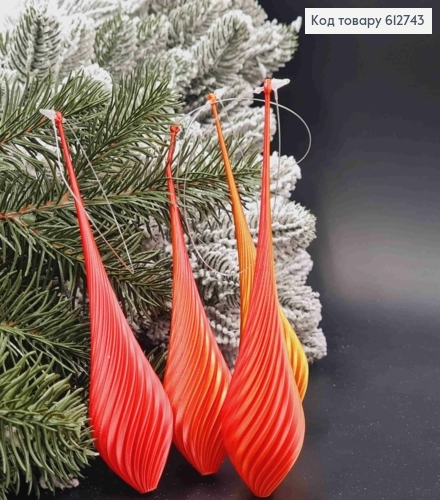 Набір фігурок (4шт)міраж  "КАПЛЯ ",ЧЕРВОНО-ЗОЛОТІ, 15*4см, прикраси новорічні  пластик, Україна 612743 фото 1