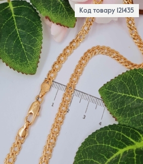 Цепочка, фактурное переплет двойной ромб 5мм, длина 50см, Xuping 18K 121435 фото