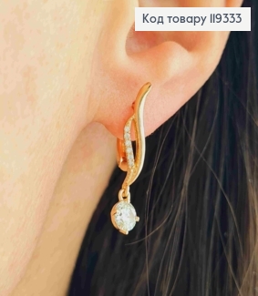 Серьги с камешками и подвесным Блестящим камнем, длина 2+0,5см, английская застежка, XUPING 18K 119333 фото